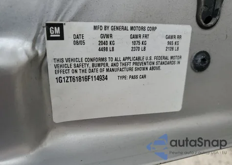 2006 Chevrolet Malibu Maxx Lt из США, поврежденный, VIN 1G1ZT61816F114934